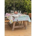 thumbnail image 4 of 52x70 Inch Outdoor Tablecloth with Umbrella Hole Zipper Rectangle Turquoise Easter Rectangular Tablecloths Outside Waterproof Spring Easter Bunny Eggs Floral Wooden Patio Table Cover for Picnic Party, 4 of 8