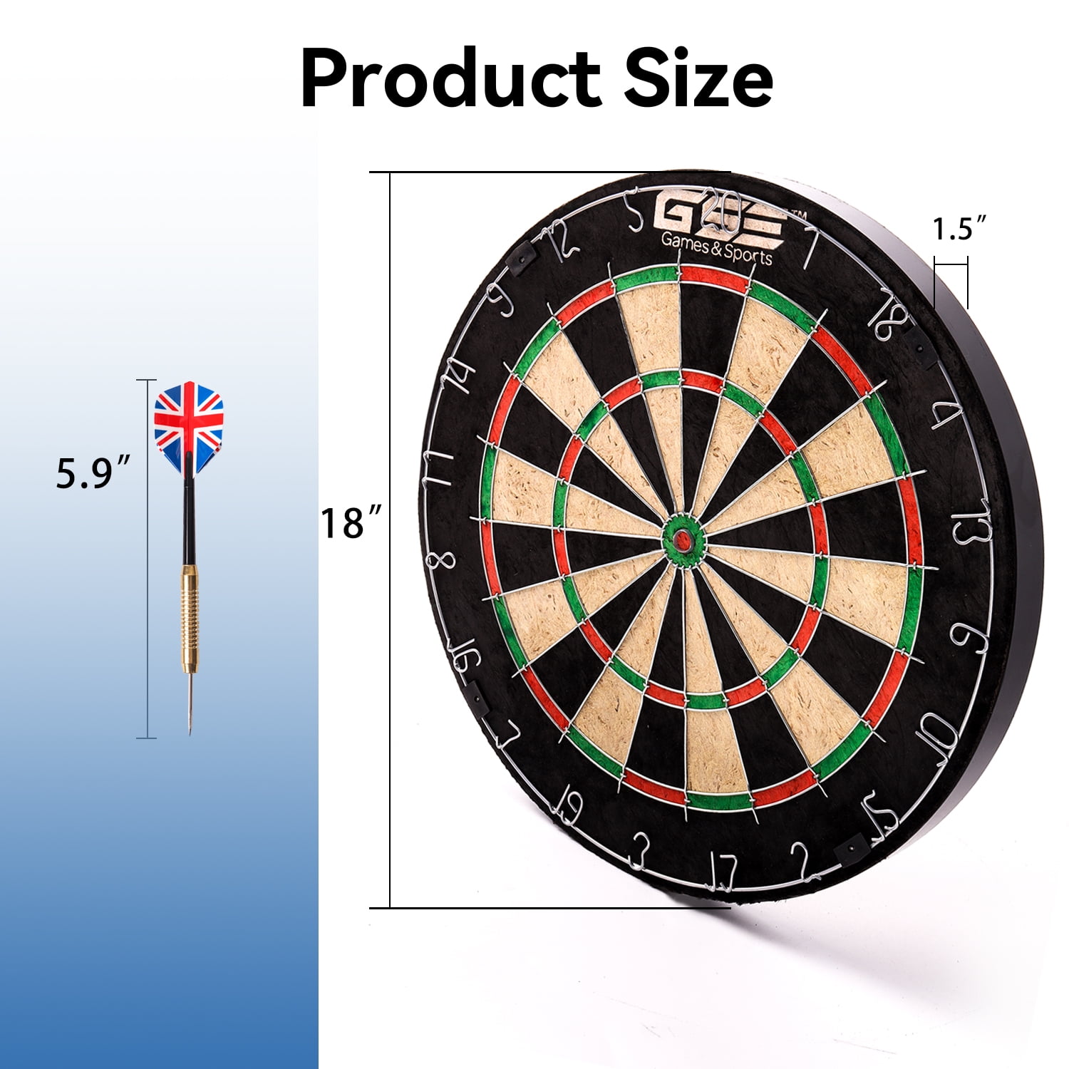 GSE Games & Sports Expert Professional 18" Self-healing Sisal Bristle Fibers Dartboards Game Set with 6 Steel Tip Darts for Target Bullseye Game Indoor Game (Dartboards with Darts)