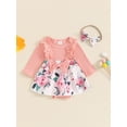 thumbnail image 4 of xiaxaixu Barboteuse d'Automne pour Bébés Filles Robe à Manches Longues Imprimé Floral Patchwork avec Bandeau, 4 of 8