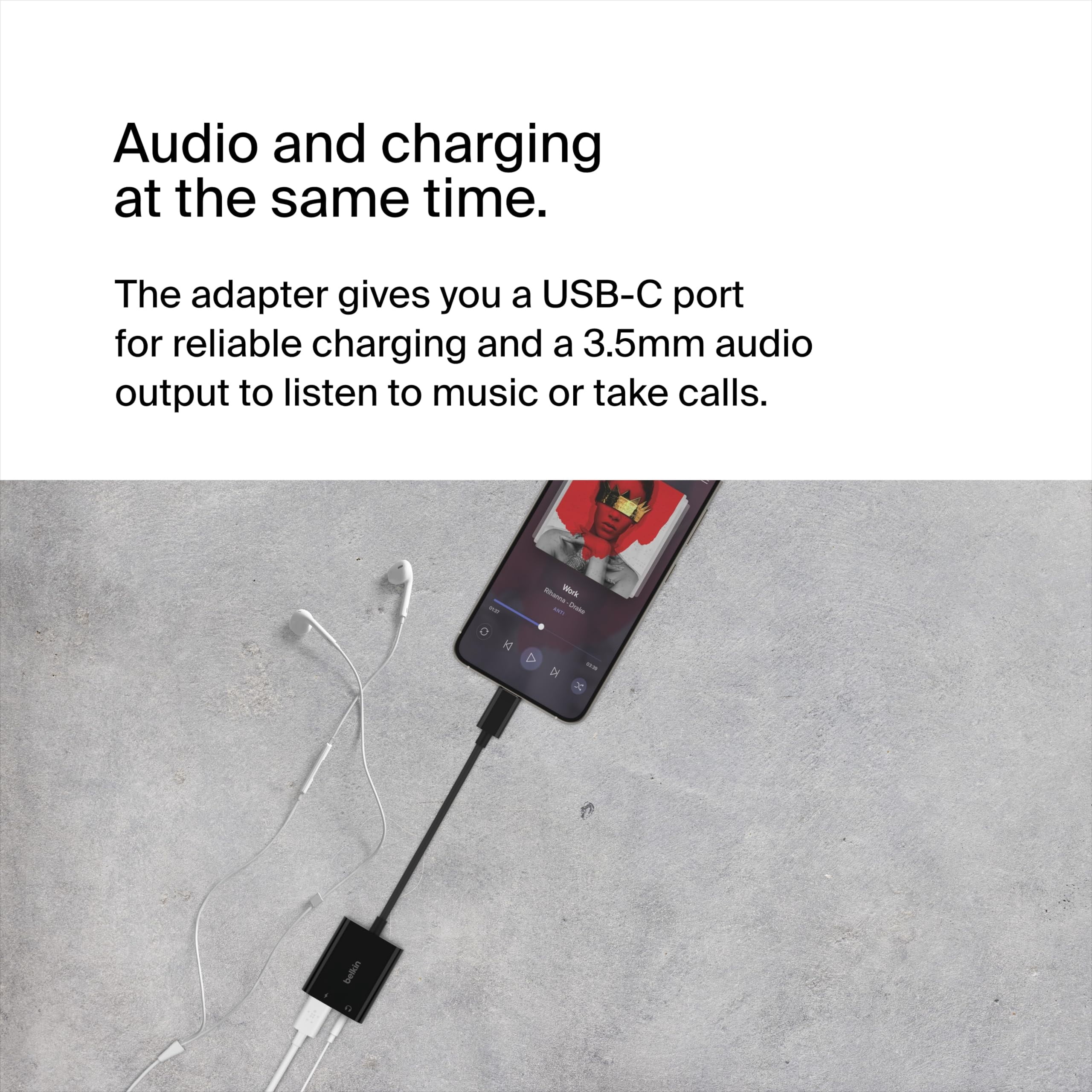 Belkin, USB-C Audio Adapter, with USB-C Charge Adaptor Included