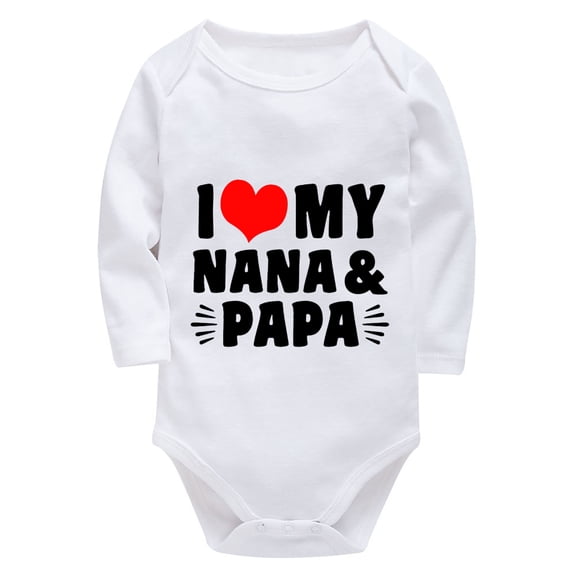 I Love My Nana And Papa Newborn Hospital Outfit Boy Coming Home Long Sleeve Neutral Onsies White Newborn Boys Clothes 0-3 Mo