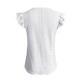 thumbnail image 4 of Blmnix Short Sleeve Womens Tops White Spring Solid Vacation Eyelet Casual Blouse Tops for Lady Fall, 4 of 8