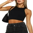 thumbnail image 1 of Women Y2k Ribbed Tank Tops Crew Neck Sleeveless Vests Summer Slim Fit Crop Tops Aesthetic Clothes, 1 of 5