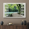 thumbnail image 2 of wall26 - Modern White Window Looking Out Into a Bridge by a Lake Surrounded by Trees - Canvas Art Home Art - 12"x18", 2 of 5