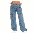 thumbnail image 7 of Women's High Waist Washed Straight Leg Jeans, Fashion Versatile Denim Pants for Women, Non Stretch Classic Fit Jeans, Casual Everyday Wear,Light Blue,XL, 7 of 7