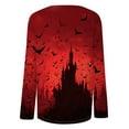 thumbnail image 4 of WTOBBY Women's Fall Fashion Essential 3/4 Sleeve Round Neck Halloween Print Casual T-Shirt Top for Holiday Parties and Everyday Outfits,Red 2XL, 4 of 6