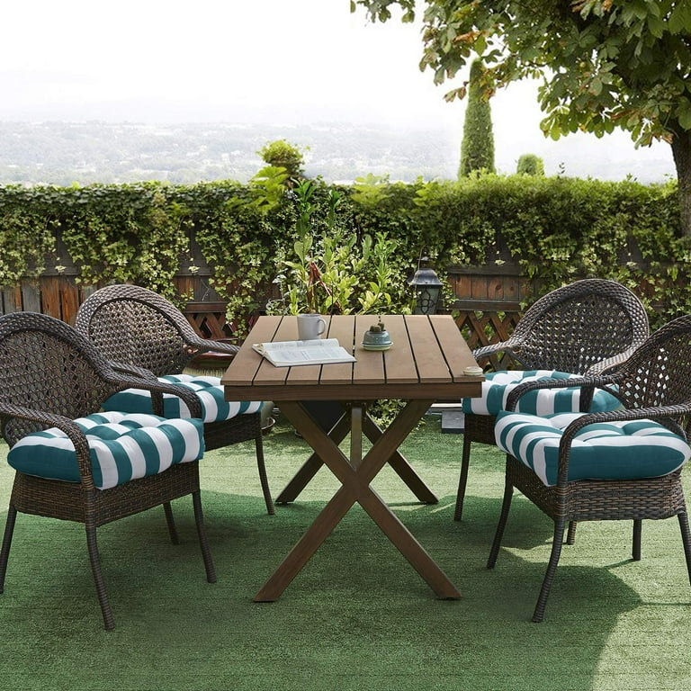 Sweet Home Collection Patio Cushions Outdoor Chair Pads Premium Comfortable Thick Fiber Fill Tufted 19 x 19 Seat Cover 6 Pack Havana Peacock White Walmart