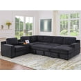 thumbnail image 2 of Hybition Modern Chenille Sofa Pull out Sofabed & Multifunctional Console-Grey, 2 of 9