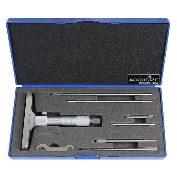 Micrómetro de Profundidad Accusize 0-6" x 4" con Juego de 6 Varillas