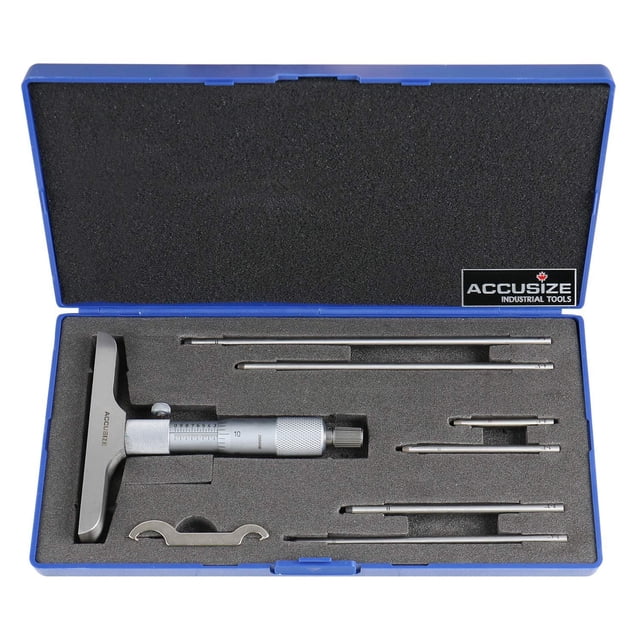 Micrómetro de Profundidad Accusize 0-6" x 4" con Juego de 6 Varillas