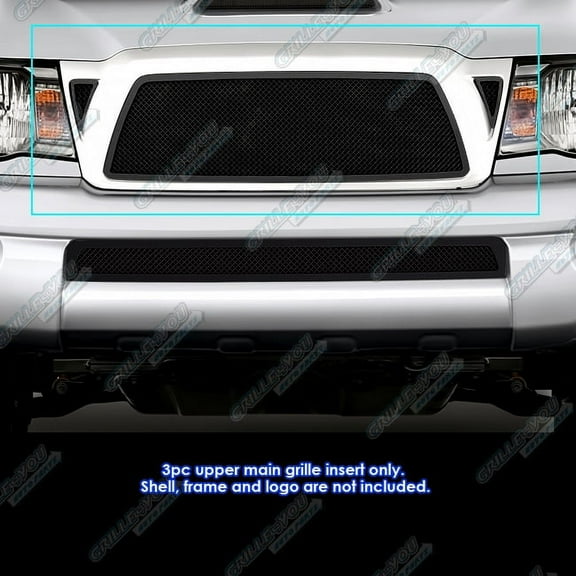 APS Compatible with Toyota Tacoma 2005-2010 Main Upper Stainless Steel Black Mesh Front Grill Grille Insert T76456H