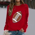 thumbnail image 5 of Game Day Sweatshirt for Women Long Sleeve Crew Neck Tunic Tops Fall Work Office Shirt Heart Graphic Football Season Shirts Football Print Sports Rugby Shirt Summer Must Haves Football Fan Red, 5 of 5