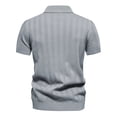 thumbnail image 3 of JTieacloth Mens Collar Shirt Mens Summer Lapel Casual Knit Shirt Fashion Solid Color Cotton Short Sleeve Size Top Gray L, 3 of 5