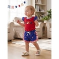 thumbnail image 5 of BemeyourBBs Toddler Baby Girl 4th of July Outfit Patriot Independent Day Summer Clothes I Love USA Letter Embroidery Fly Sleeves Shirt Tops Star-Stripe Ruffled Shorts Set Baby Fourth of July Outfit, 5 of 8