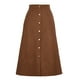 thumbnail image 1 of Falda midi de cintura alta, falda elástica vintage de corte A, falda de pana, 1 of 5