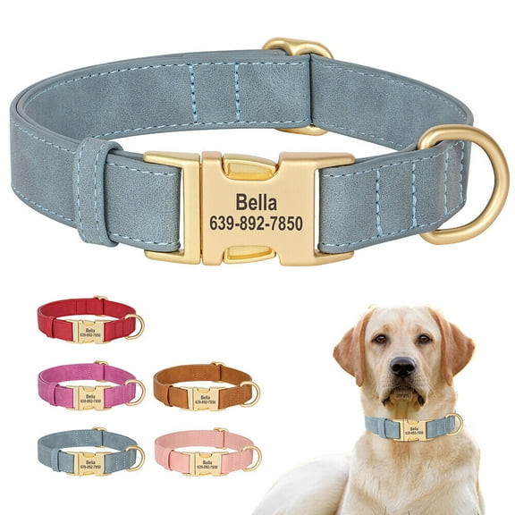 Pet Artist Soft Leather Personalized Dog Collar for Small Medium Large Dogs Metal Buckle