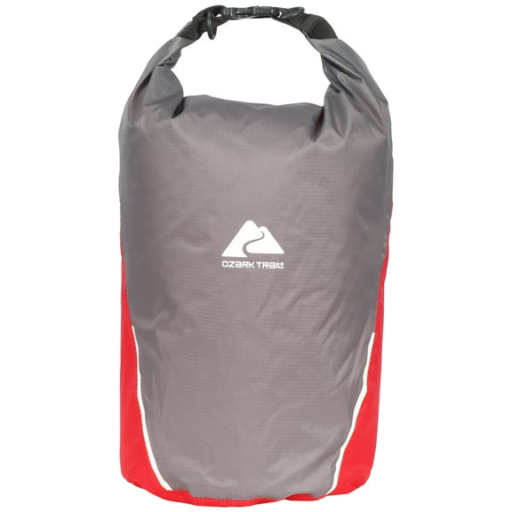 Ozark Trail Dry Bag 10L, Red/Gray, Coated Nylon Fabric, Water Resistant