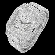 Charles Raymond Bling-ed Out Biggie Square Hip Hop Iced Out Watch You Will Hypnotize in a Crystal Watch - 0513Sq (Silver Black R# Cuban)