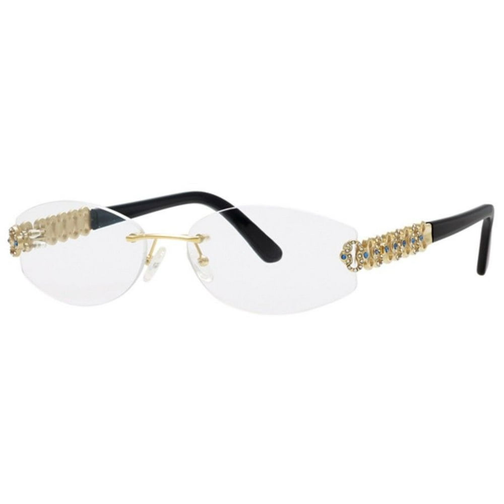 Caviar Caviar 2347 C 21 Rimless Gold Black w/ Blue Crystals
