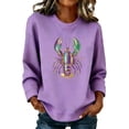 thumbnail image 3 of TaTaai Women's Fashion Crew Neck Long Sleeve No Hood Sweatshirts Carnival Festival Print Casual Pullover Tops Soft Comfortable for Fall Winter Outfits Gift, 3 of 7