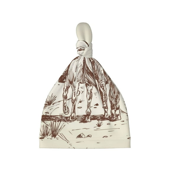 Balery Two Cowboys Riding Horses In The Desert Pattern Baby Beanie, Knotted Baby Hat, Infant Hat, Newborn Beanie, Adjustable Beanie, Baby Cap, Newborn Headwear