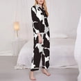 thumbnail image 3 of Vsdgher Cow Skin 2 Pajamas Set Long Sleeve Sleepwear Womens Button Down Nightwear Pj Sets-X-Large, 3 of 7