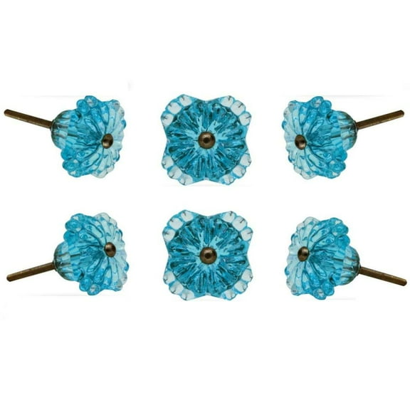 Set of Six Hobery Blue Glass Cabinet Knobs by Trinca-Ferro