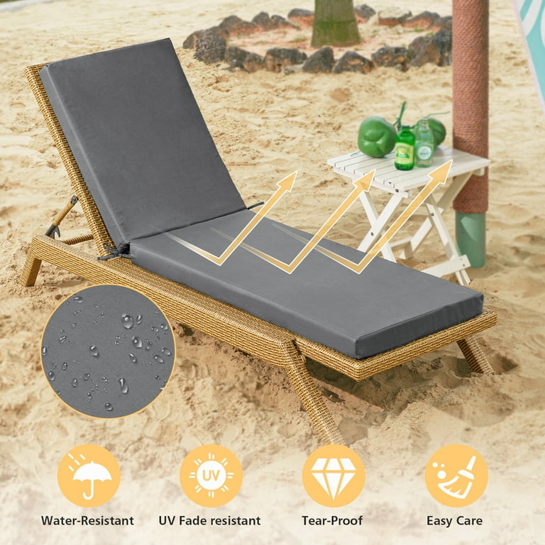 YEERSWAG 72x21x3 Inch Recliner Cushion Non Slip Waterproof Anti fading Adjustable for Outdoor Furniture with Ties Walmart