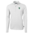 thumbnail image 2 of Men's Cutter & Buck White Tulane Green Wave Virtue Eco Pique Recycled Quarter-Zip Pullover Top, 2 of 3
