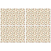 Beige Christmas Gingerbread Pattern Summer Placemats Table Placemats Set Of 4-Linen Kitchen Washable Placemats Table Mats 11.8"x17.7" Non-Slip Heat Resistant