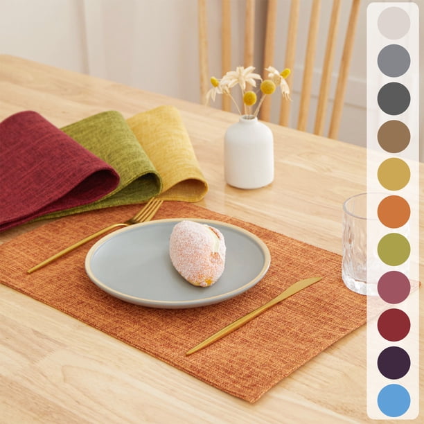 Mantel individual de cuero con camisón individual, alfombra aislante térmica, decoración de comedor estilo occidental de doble cara, antideslizante enrollable, 30x46cm, azul beige púrpura vino