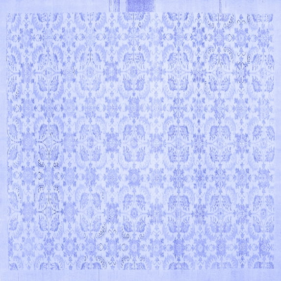 Ahgly Company Machine Washable Indoor Square Abstract Blue Contemporary Area Rugs, 3' Square