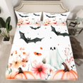 thumbnail image 2 of jejeloiu Lovely Halloween Ghost Full Size Sheets,Black Spooky Bats Bed Sheets,Wutumn Harvest Pumpkin Sheet Sets For Girls,Ultra Soft Home Decor,4-Piece, 2 of 7