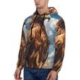 thumbnail image 3 of Pofeuu Blue Sky White Cloud Eagle Print Mens Casual Hooded Collar Drawstring Hoodies Pullover Sweatshirts Casual Long Sleeve Shirts-X-Large, 3 of 7