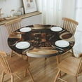 thumbnail image 3 of Round Fitted Tablecloth with Elastic Coffee Collage Fitted Table Covers for Round Tables Waterproof Reusable Vinyl Table Cloth for Indoor and Outdoor 40"-48" ,24ju26caA145, 3 of 7