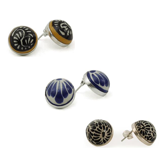 Set 3 aretes boton Alonso Luis Pensamientos