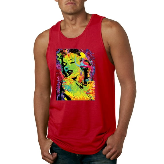 Wild Bobby, Colorful Woman Marilyn Monroe Pop Culture Mens Graphic Tank Top, Red, Medium