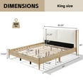 thumbnail image 6 of Christopher Knight Home Wood King Bed Frame with White Upholstered Headboard, No Box Spring, Natural, 6 of 10