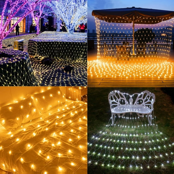 200 LED Outdoor Net Mesh String 3m x Christmas Fairy Light Net Lights Garden US Plug for Xmas Party Wedding Holiday Wall Roof Mesh Lights Backyard Patio Twinkling Lights -