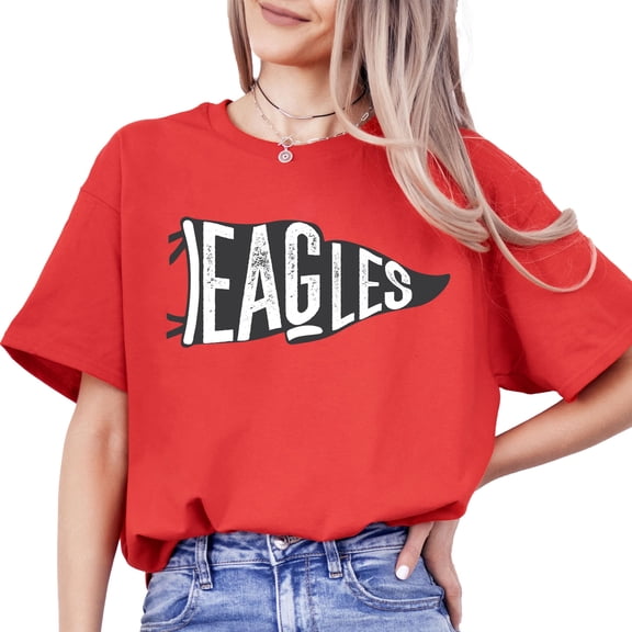 Vintage Eagles Flag School Pride Shirt for Women and Teens Sports Team Mascot Tee Red Shirt Adult Medium