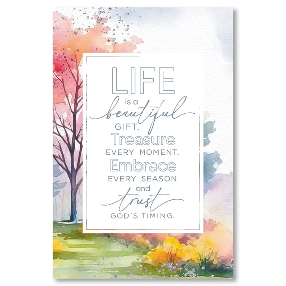 DEXSA Life Is A Beautiful Wood Plaque with Easel and Hook Wall Tabletop Art - 6 inches x 9 inches