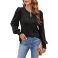 thumbnail image 1 of Blusas Informales Elegantes para Mujer, Blusas de Moda para Negocios, Camisas de Larga con Cuello Redondo, Conjuntos de Otoño para Maestras. Negro S, 1 of 7