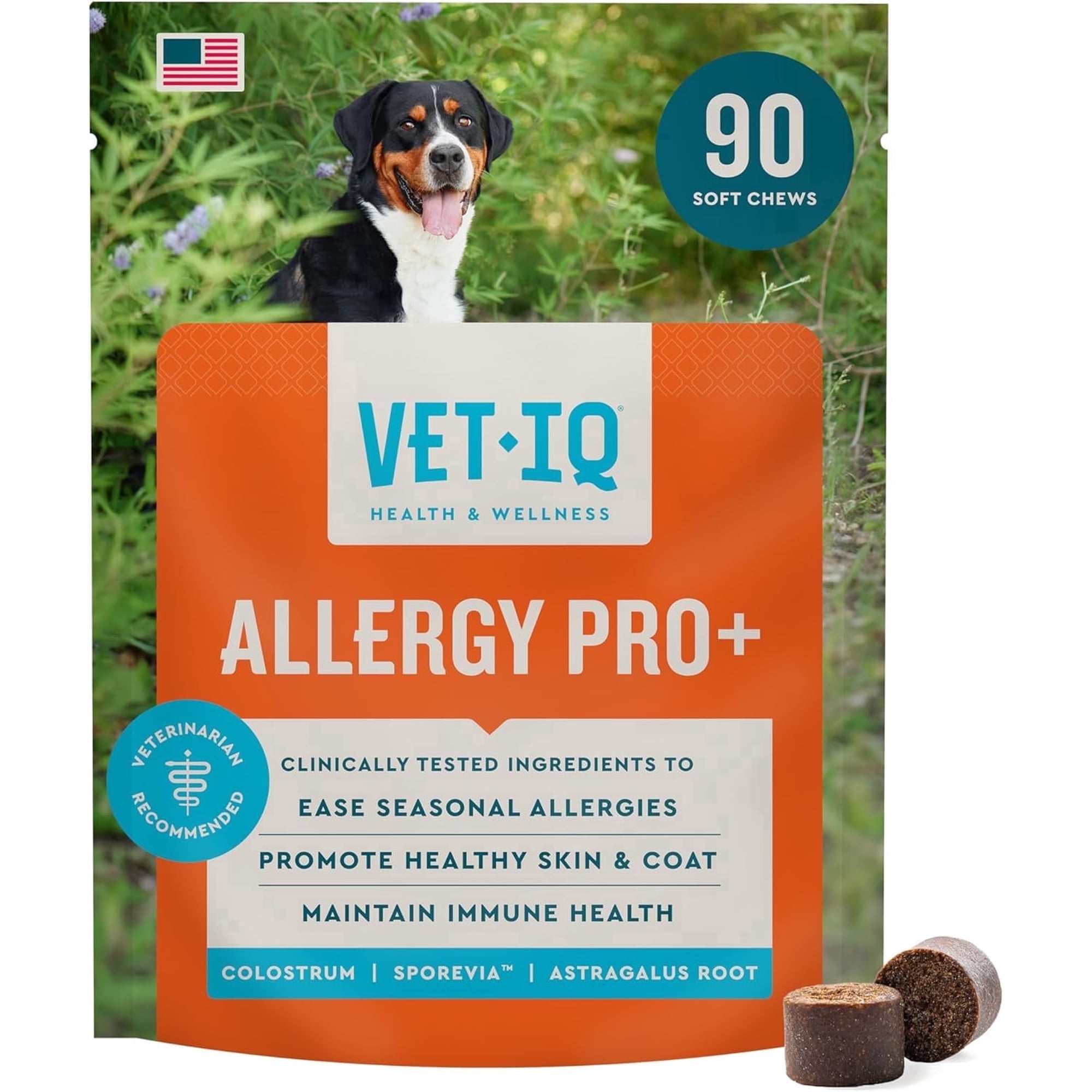 VetIQ Allergy Pro+ Soft Chews for Dogs, Hickory Smoke Flavored Soft Chews, 90 Count