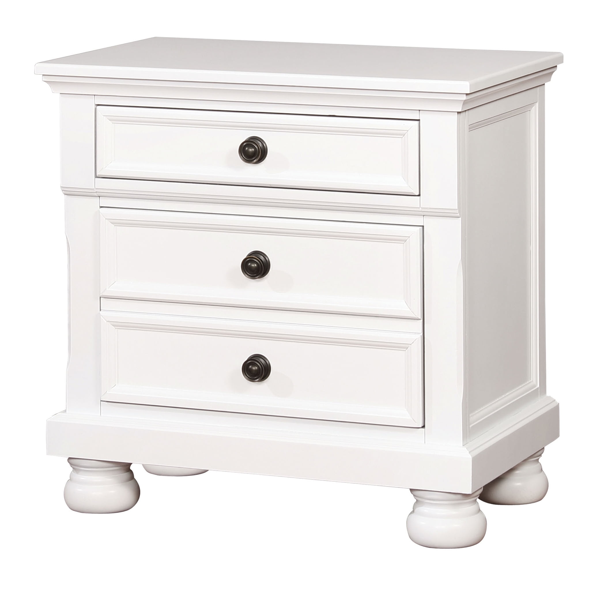 Joltwig Traditional Wooden 3Drawer Nightstand, White