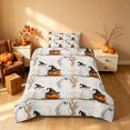thumbnail image 2 of Homewish Halloween Witch Pumpkin Twin Duvet Cover, Sketch Ghost Twin Bedding, Cream Orange Black, Pumpkin Bat Reversible 2pcs, 1 Duvet Cover and 1 Pillowcase, 2 of 5