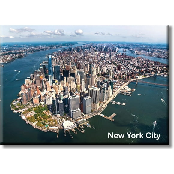 Aerial View Manhattan NYC Magnet – 3.5x2.5 Inch High-Resolution Metal Souvenir Featuring Iconic Downtown New York Skyline – ArtMalore Collection