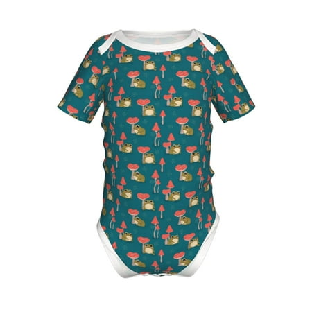 

Junzan Frog and Mushrooms Print Short-Sleeve Baby Climbing Clothes Bodysuits for Infant One-Piece for Baby Boys & Girls Baby Clothes Baby Romper with Snap Closure-3 Months