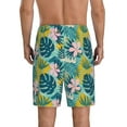 thumbnail image 2 of Balery Tropical Floral Men's Cotton Knit Pajama Shorts Waistband & Pockets,Short Pajama Pants-Medium, 2 of 8