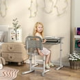 thumbnail image 2 of Qaba Ensemble Bureau et Chaise pour Enfants à Hauteur Réglable avec Plateau Inclinable, Gris, 2 of 10