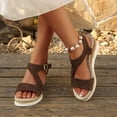 thumbnail image 4 of Pandaie Wedge Sandals for Women Dressy Platform Summer Espadrille Ankle Strap Comfortable Womens Shoes with Arch Support Coffee,9.5, 4 of 9
